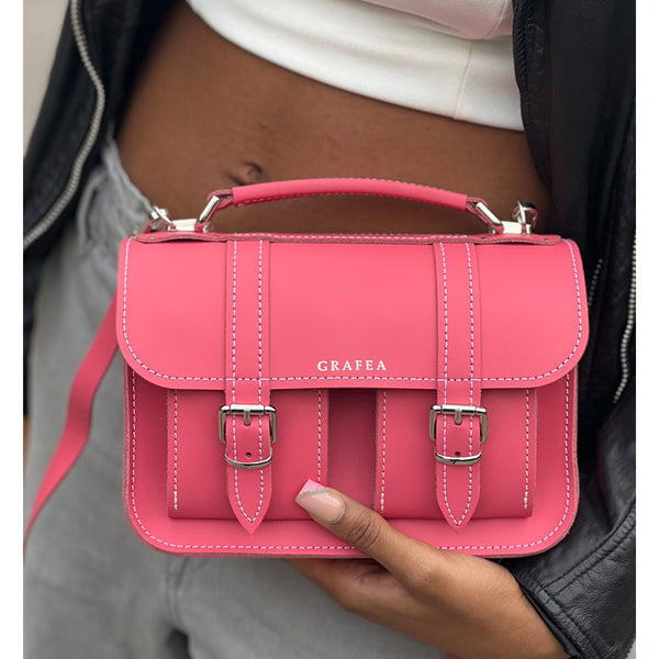 MICRO HOT PINK- Mini Leather Satchel – GRAFEA