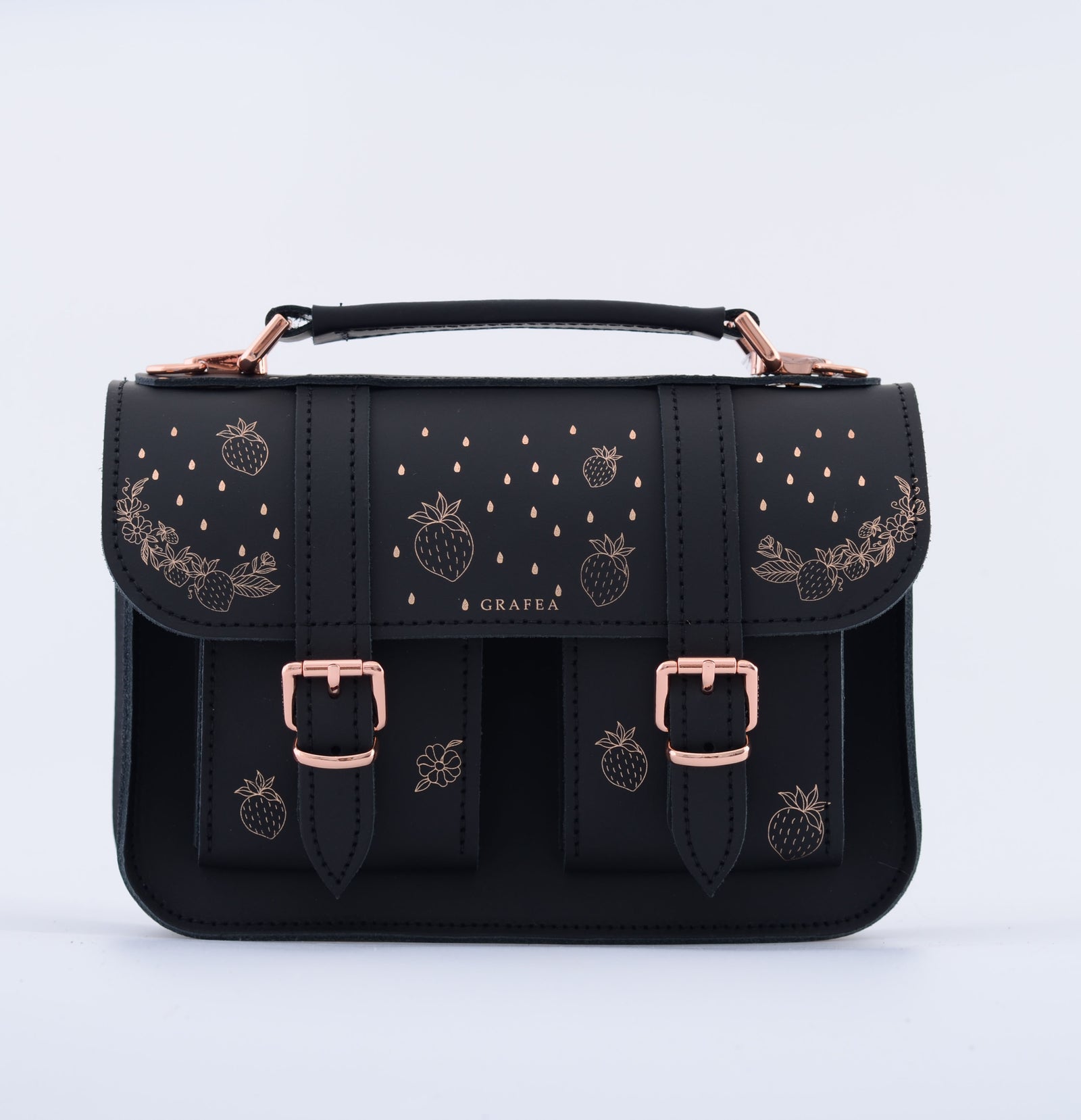 MICRO STRAWBERRIES Mini Leather Satchel – GRAFEA