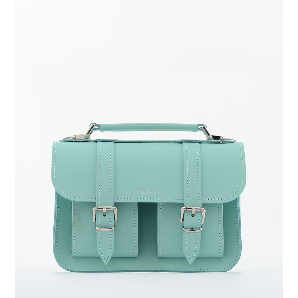 MICRO TEAL - Mini Leather Satchel – GRAFEA