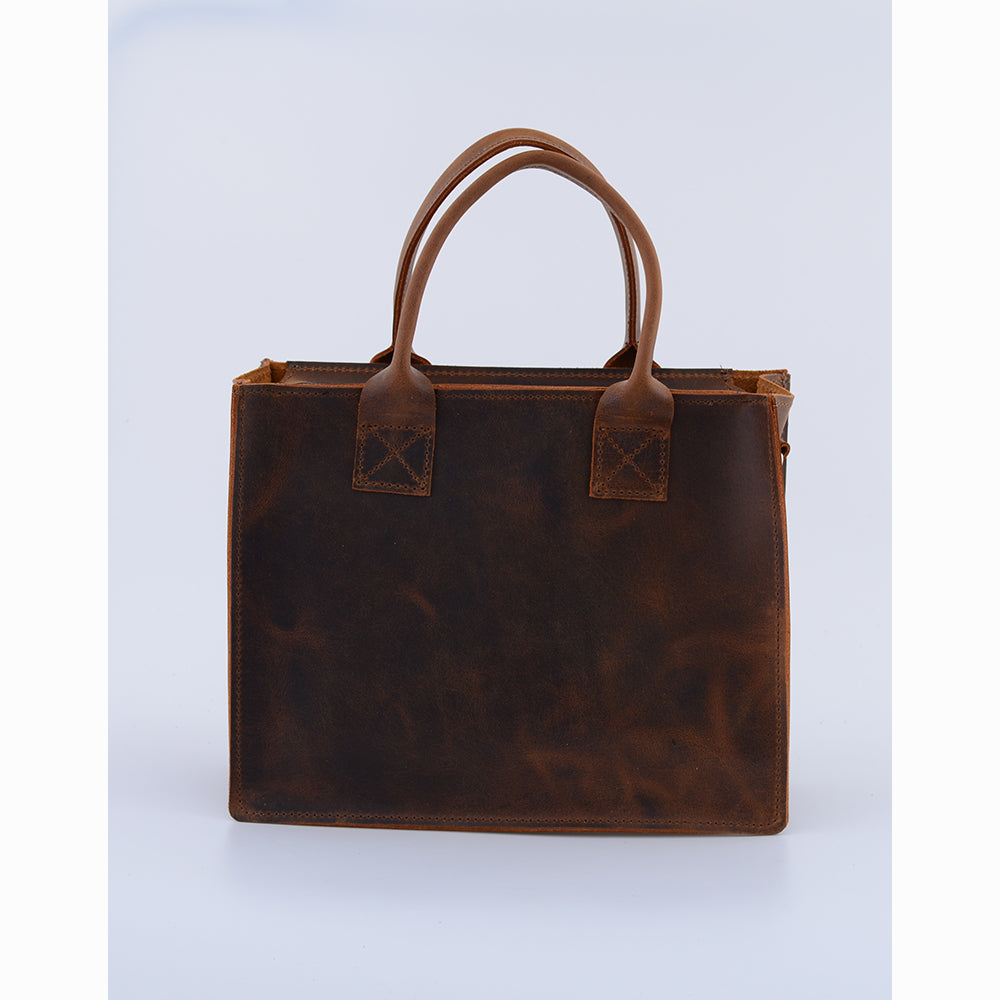 MINI LANA ANTIQUE BROWN- small Leather Tote – GRAFEA