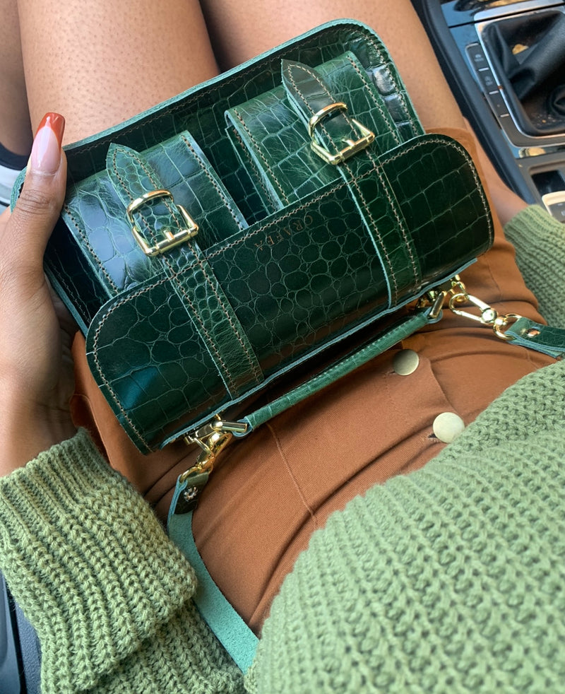 green crocodile bag