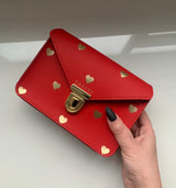 SMALL CROSSBODY RED GOLD HEARTS