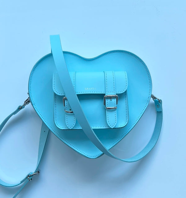 HEART SATCHEL LIGHT BLUE