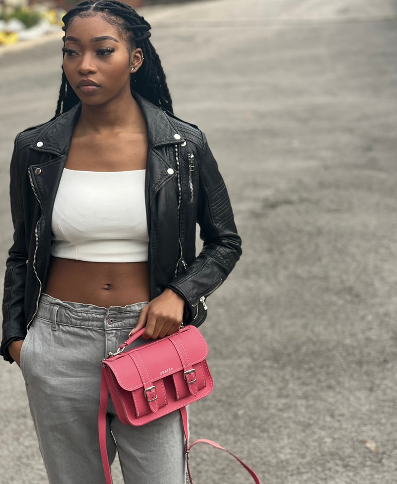 MICRO HOT PINK- Mini Leather Satchel – GRAFEA