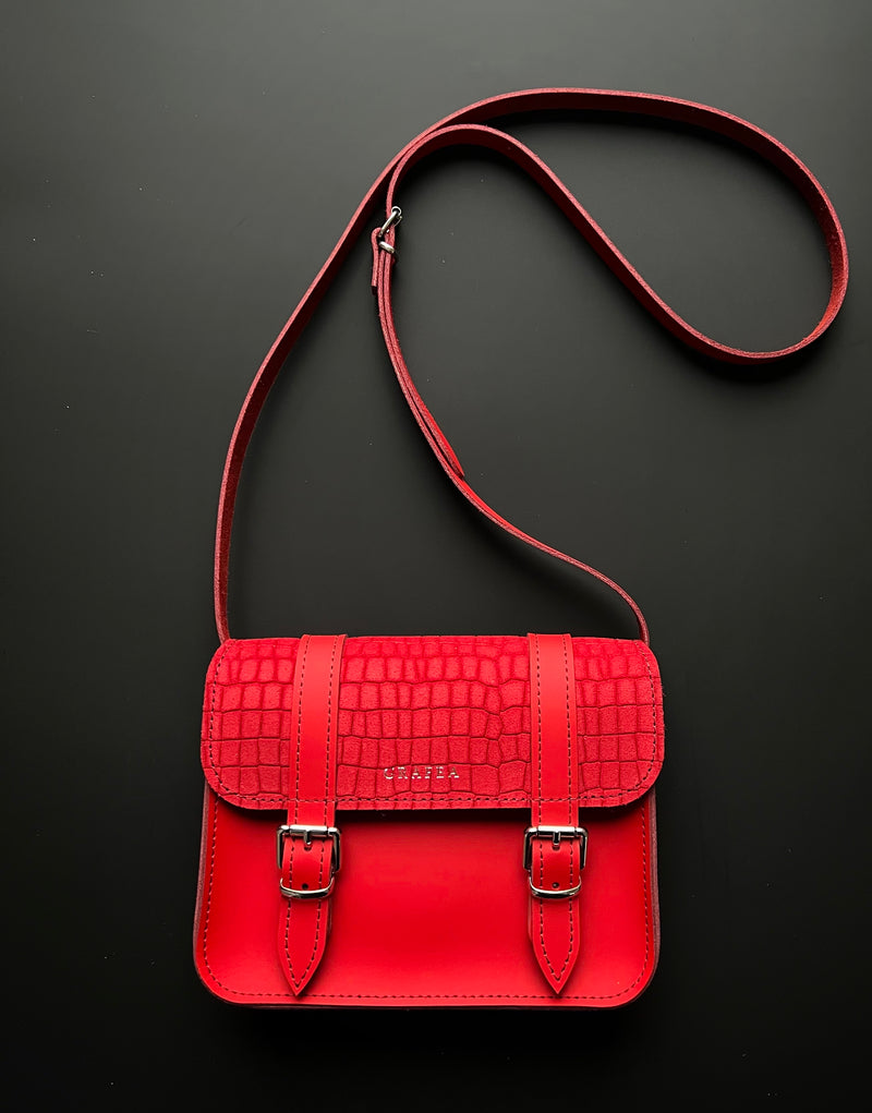 MINI SATCHEL SUEDE RED