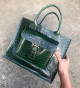 LANA CROC DARK GREEN