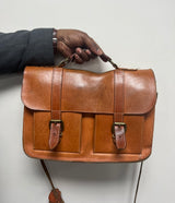POSTWAR CARAMEL BACKPACK BRIEFCASE