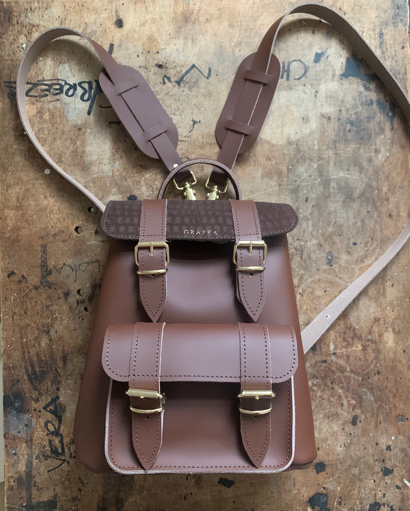 baby leather backpack BABY II DARK CHOCOLATE