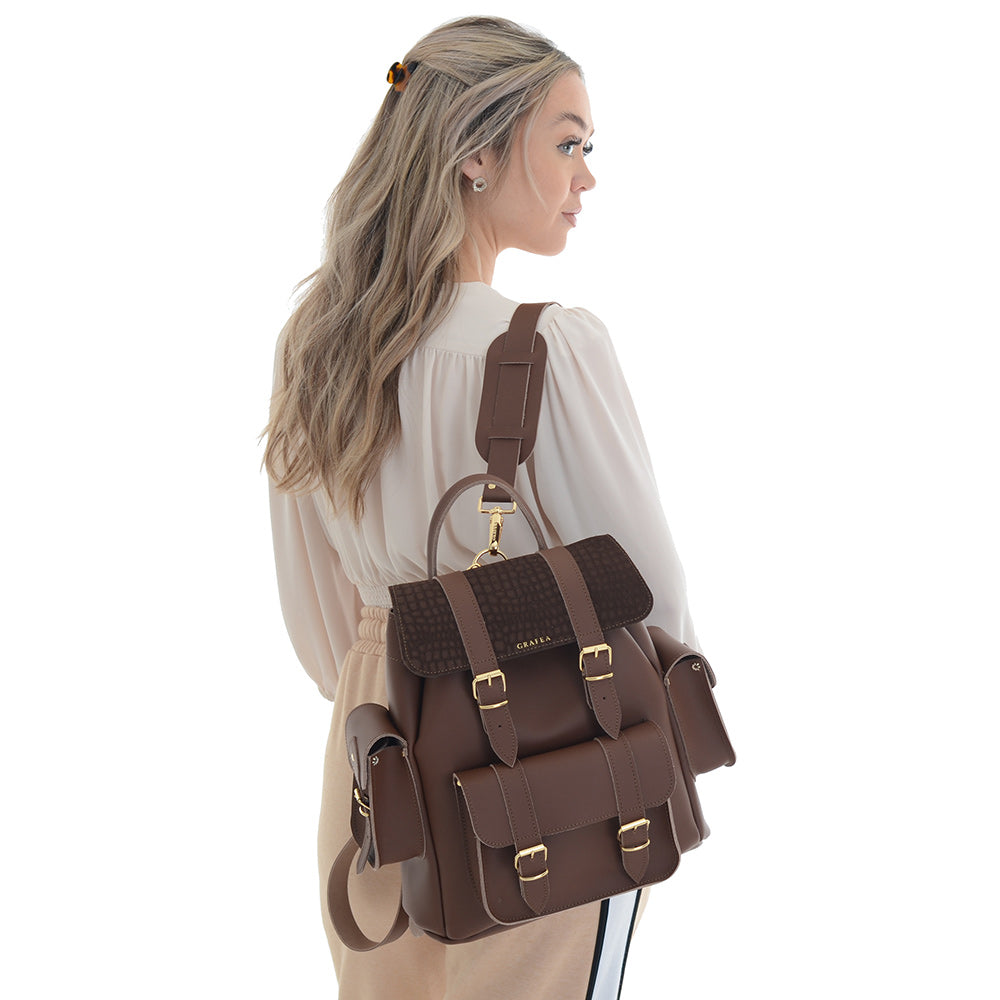 chocolate glendale leather backpack HARI II DARK CHOCOLATE
