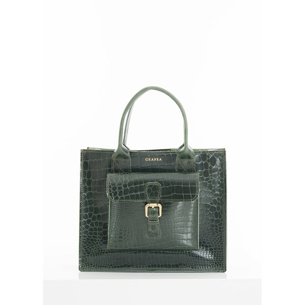 LANA CROC DARK GREEN