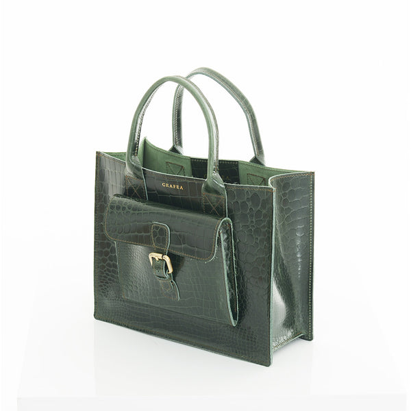 LANA CROC DARK GREEN