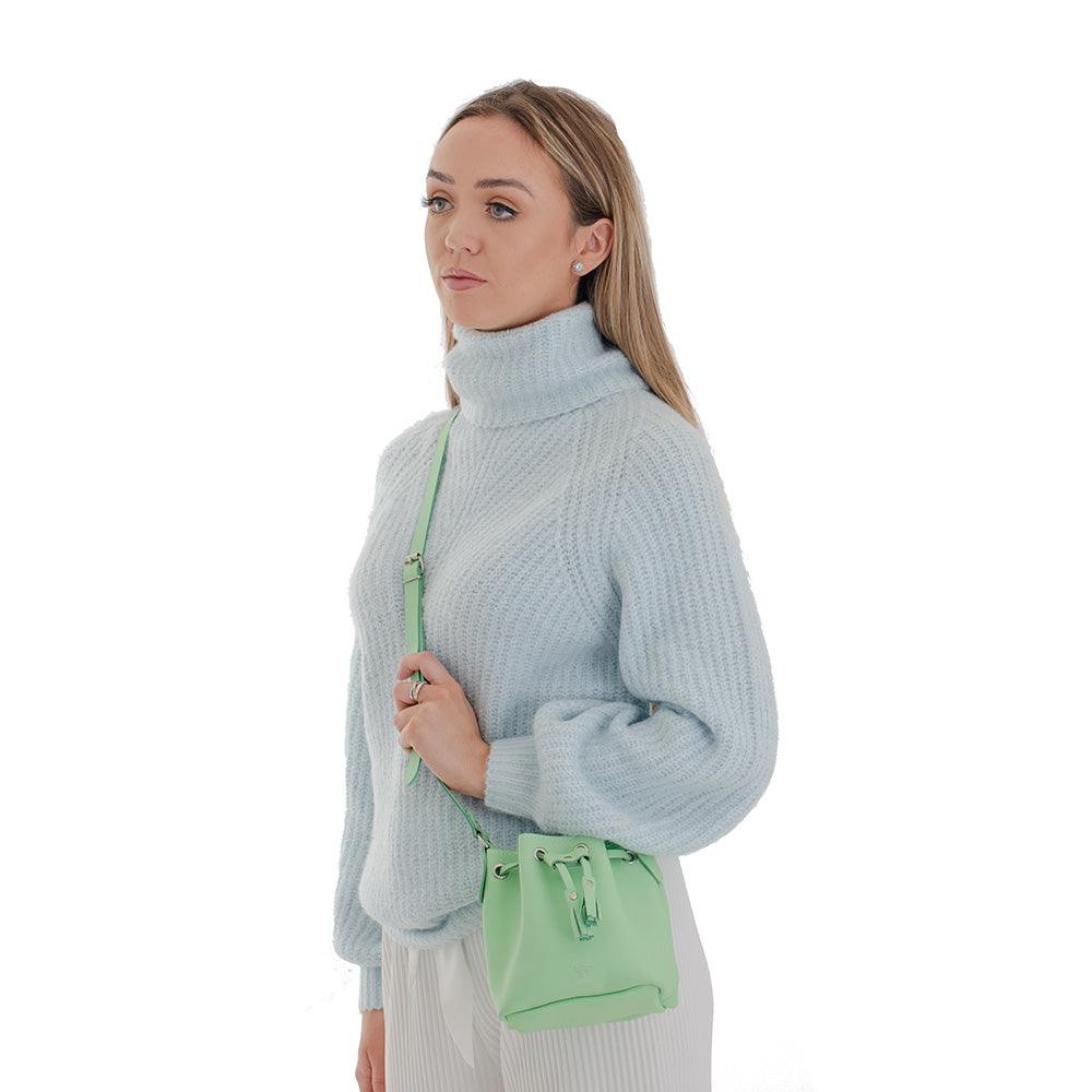 MINI BUCKET MINT GREEN Small Leather Bag GRAFEA