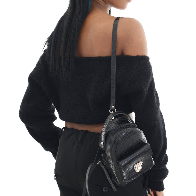 croc mini backpack PEGGY CROC BLACK