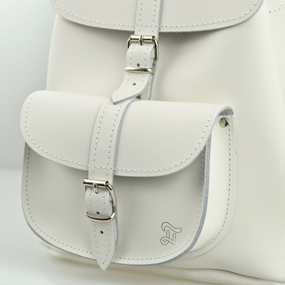 ANGEL – White Leather Backpack – GRAFEA