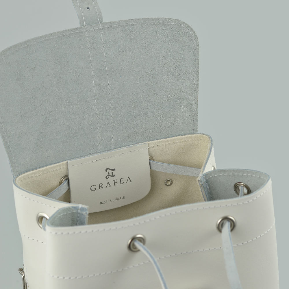 ANGEL – White Leather Backpack – GRAFEA