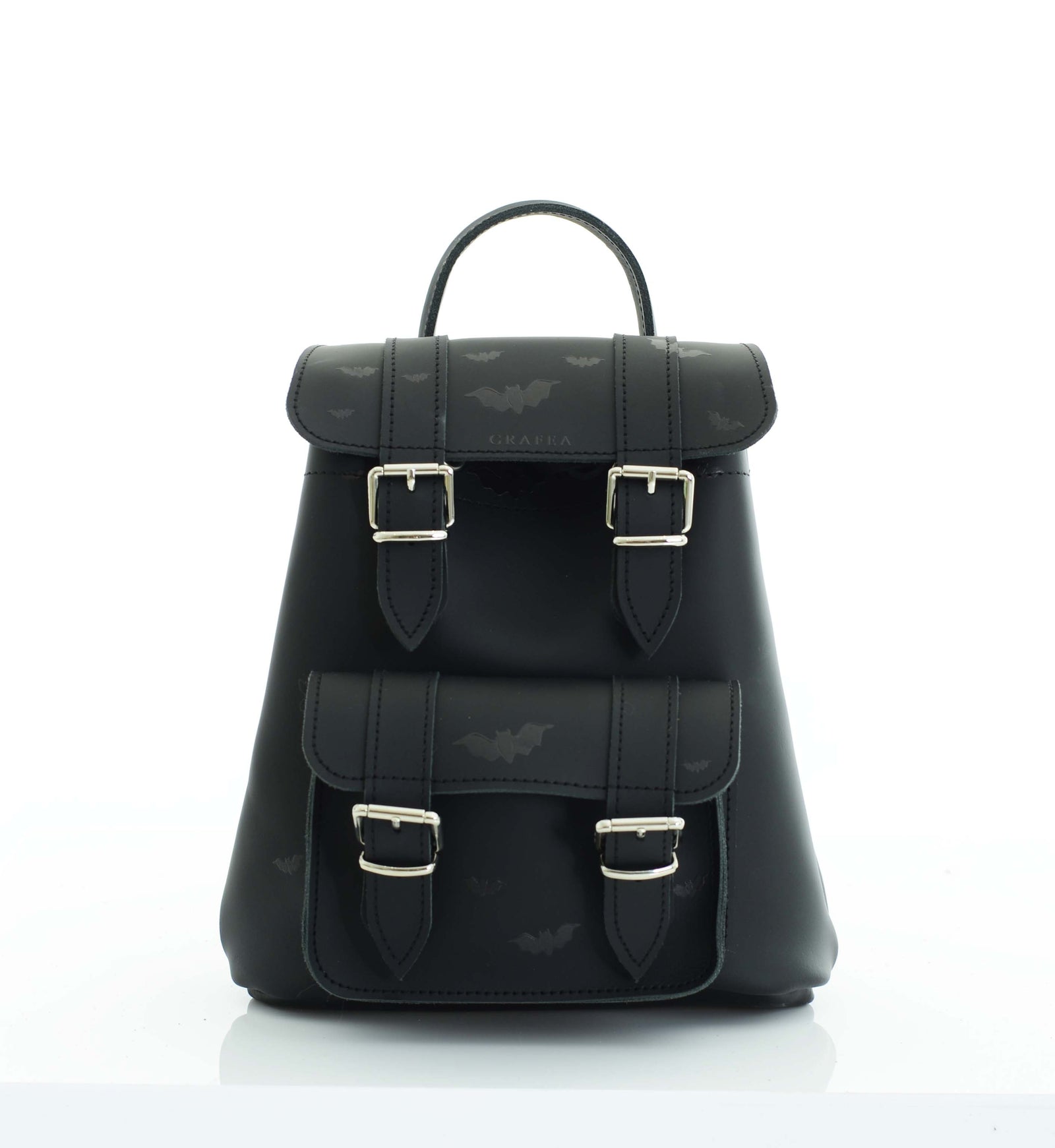 Grafea Baby II Bats Backpack Small Black BABY II BATS- Small Leather Backpack – GRAFEA main image 2