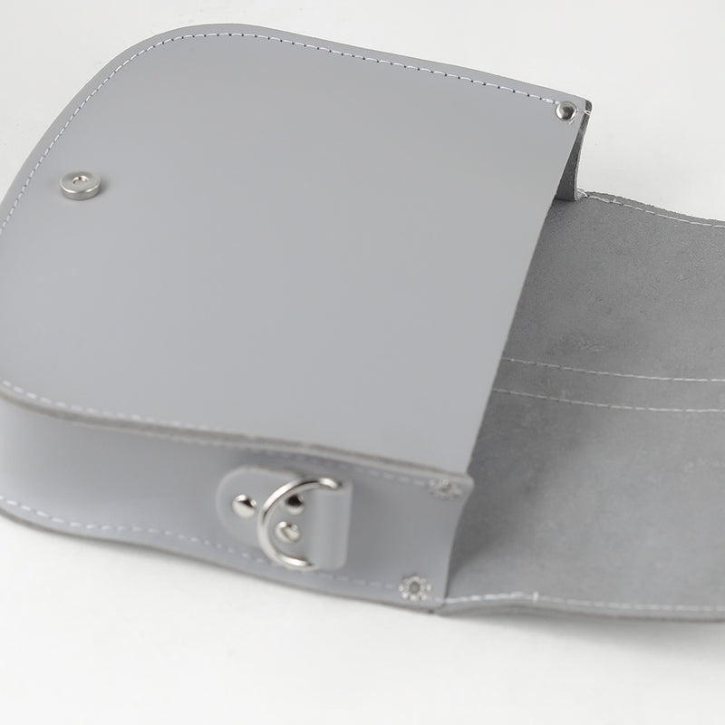 cross body grey leather saddle bag grafea