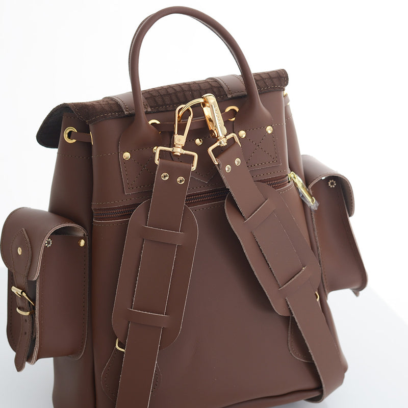 chocolate glendale leather backpack HARI II DARK CHOCOLATE
