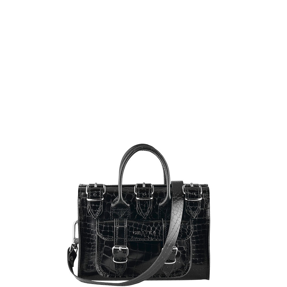 Black croc effect deals shoulder bag