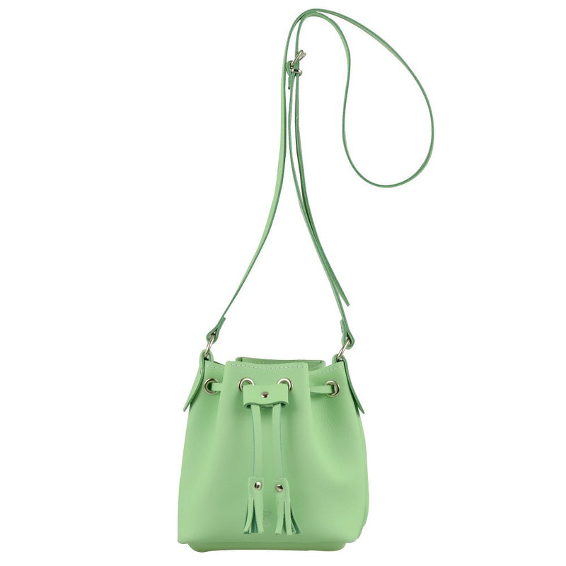MINI BUCKET MINT GREEN Small Leather Bag GRAFEA