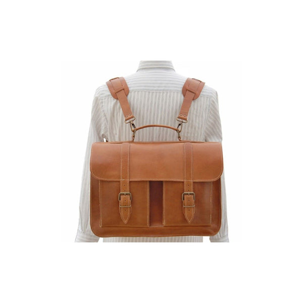 POSTWAR CARAMEL BACKPACK BRIEFCASE
