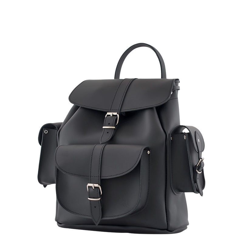 black leather women backpack SHOWBUSINESS BLACK
