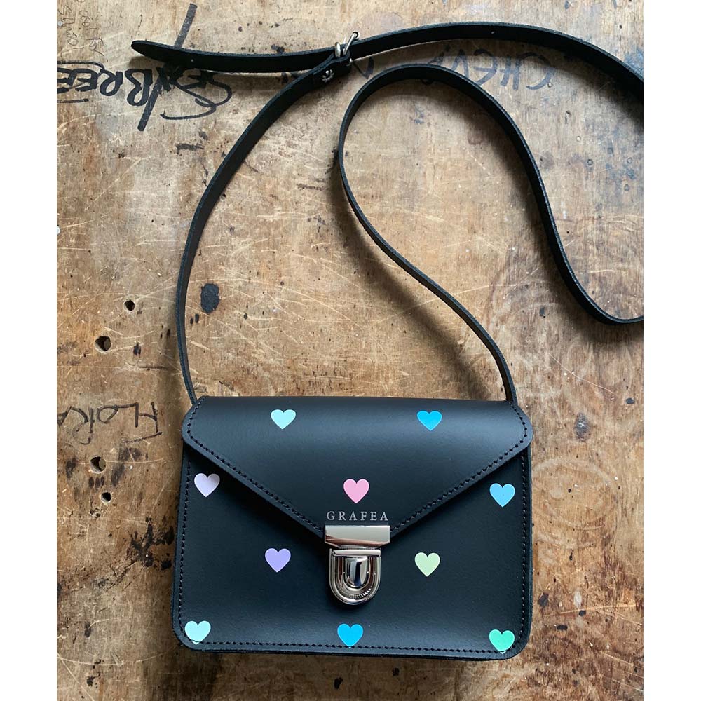 SMALL CROSSBODY PASTEL HEARTS Leather Shoulder Bag GRAFEA